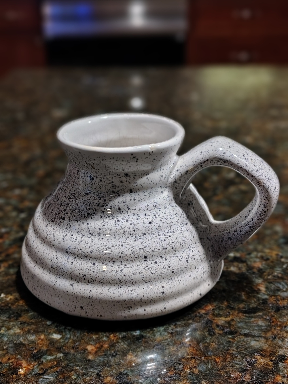 Speckled White Ceramic Candle Holder with Handle